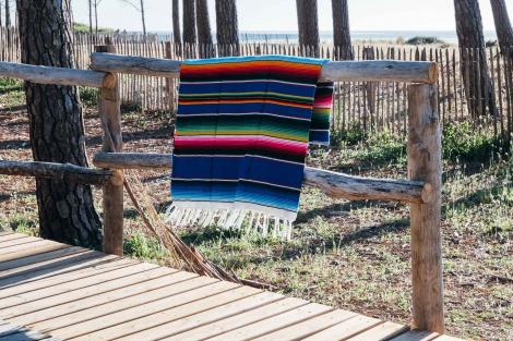 Mexican Blanket, Ethnic Beach Rug or Sarape - Sundown