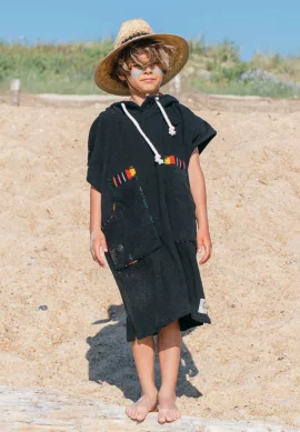 Surf Poncho 40 Black Reggae Kids Surf Poncho
