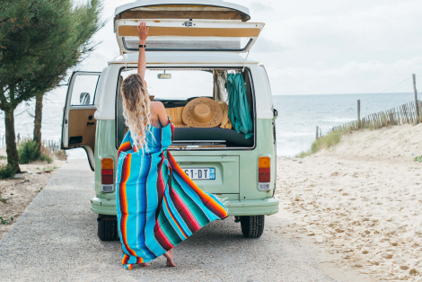 Mexican Blanket, Ethnic Beach Rug or Sarape - Summer Sky