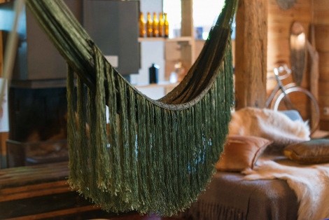 Fringes handmade woven hammock jungle green