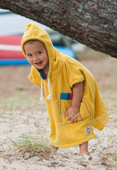 yellow baby surf poncho hooded towel