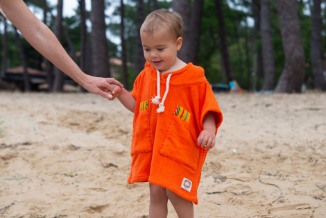 Orange Sunset Baby Surf Poncho Hooded Towel
