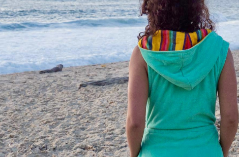 Seaglass Towel Surf Dress / Yellow Rainbow Fabric