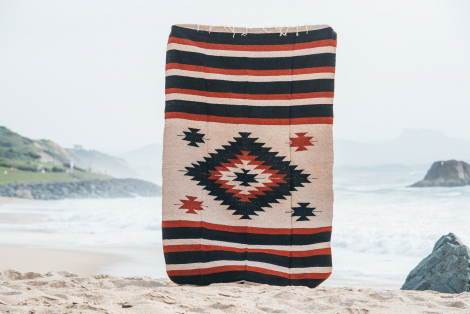 Mexican Blanket, Ethnic Beach Rug or Sarape - Earth Diamond