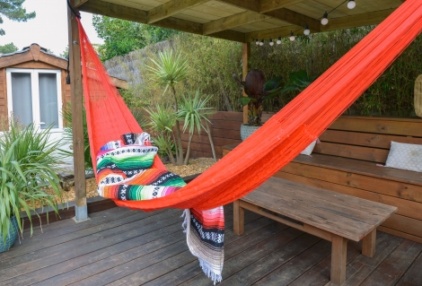 Mexican Blanket, Ethnic Beach Rug or Sarape - Rainbow Striped