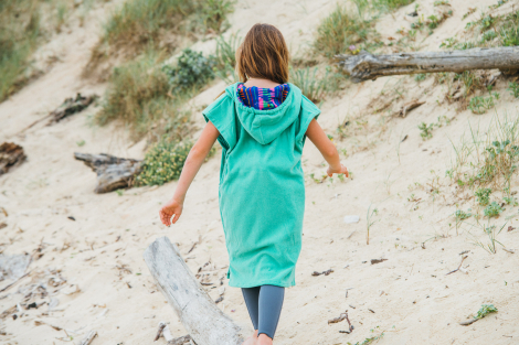 Seaglass Kids Surf Poncho Hooded Towel / Blue Tribal Pattern