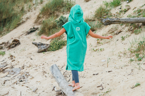 Seaglass Kids Surf Poncho Hooded Towel / Blue Tribal Pattern