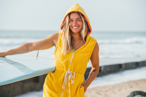 Mango Towel Surf Dress / Fuchsia Tribal Pattern