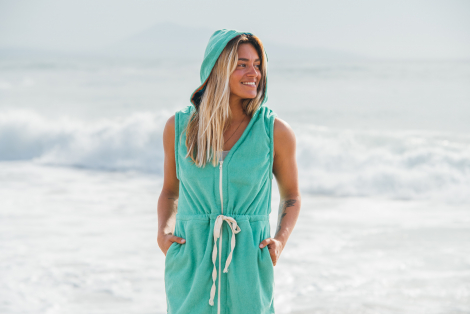 Seaglass Towel Surf Dress / Blue Rainbow Fabric