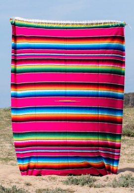 Pink Striped Mexican blanket