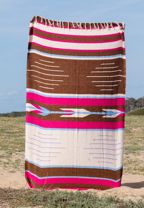 Brown, sand and pink mexican blanket