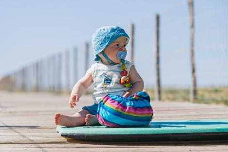 Blue Rainbow Baby Surf Poncho Hooded Towel