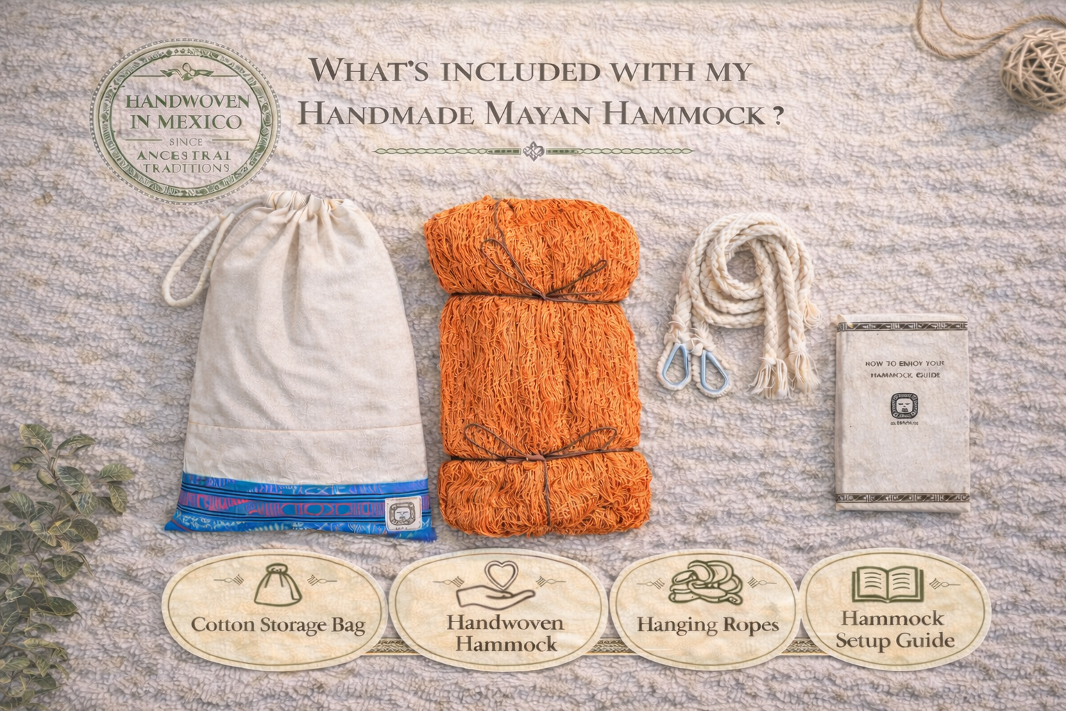 Hammock-Pack-Composition_Orange-hammock Coral Orange Mayan Hammock – Handwoven in Yucatan