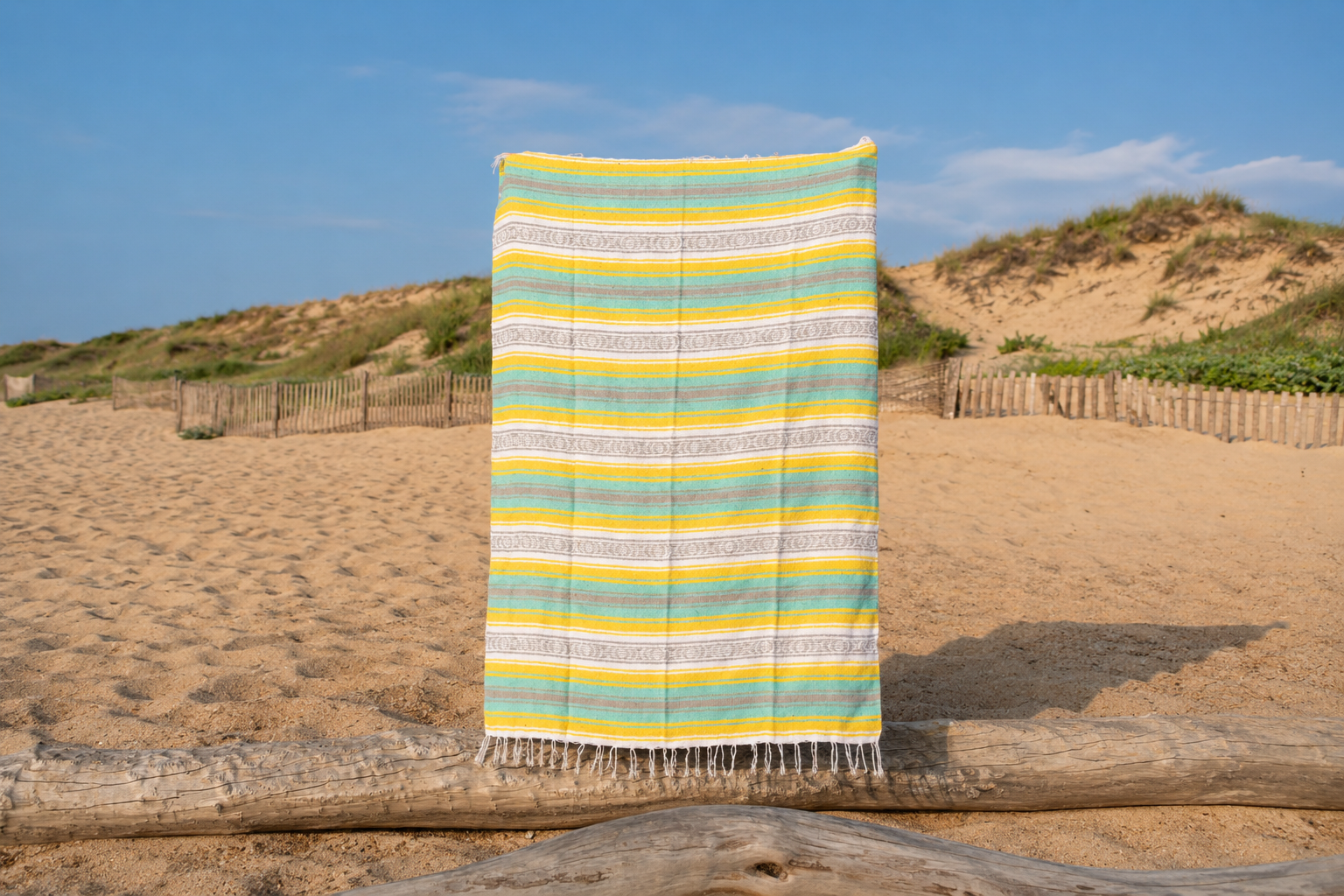 Falsa-Blanket-Mexican-Blanket-Pastel-Sky Handmade Mexican Beach Blanket, Picnic Blanket or couch throw - Pastel Sky