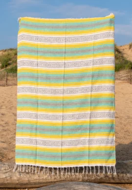 Handmade Mexican Beach Blanket, Picnic Blanket or couch throw - Pastel Sky