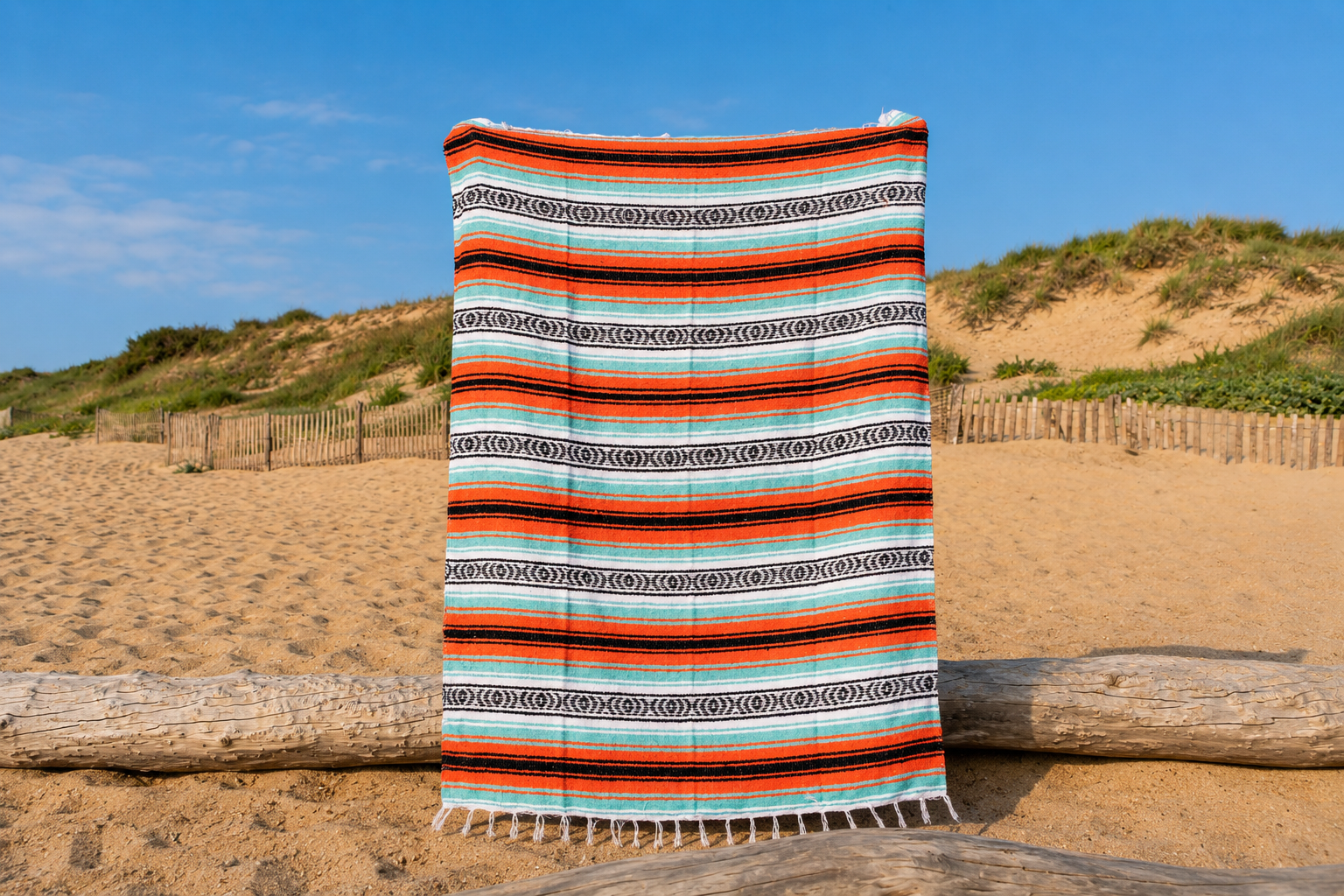 Falsa Picnic Blanket-Baja Sun Handmade Mexican Beach Blanket, Picnic Blanket or couch throw - Baja Sun