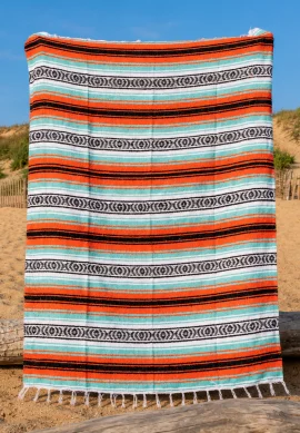 Handmade Mexican Beach Blanket, Picnic Blanket or couch throw - Baja Sun