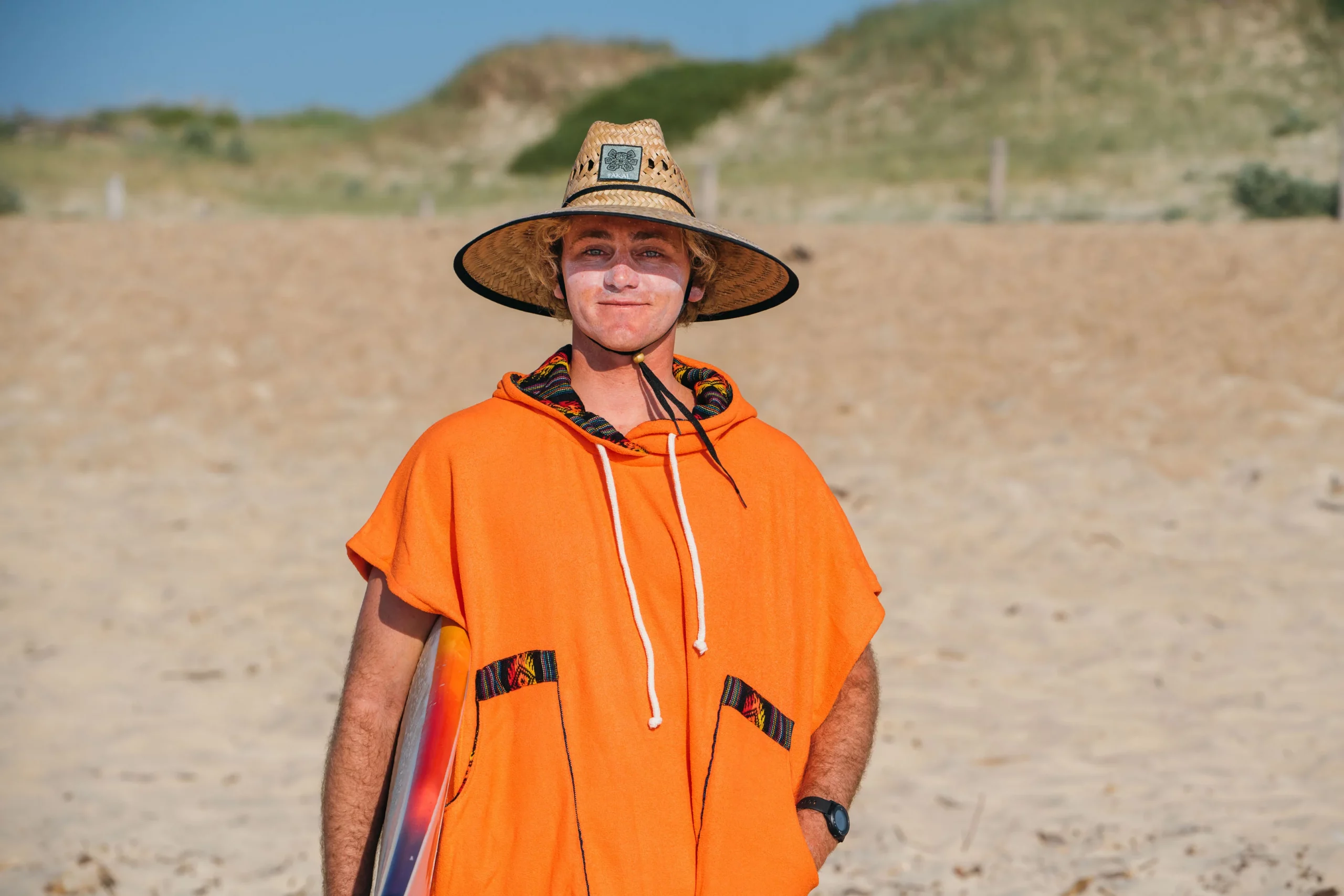 Pakal-2026-compressé-@JérémieGabrien-38 Poncho Eponge Coton Orange / Motif Tribal Noir
