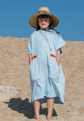 Surf Poncho 3 Baby Blue Kids Towel Poncho / Orange Rainbow Fabric
